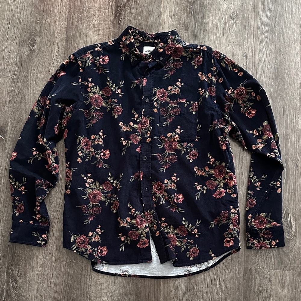 Corduroy Floral Button Down